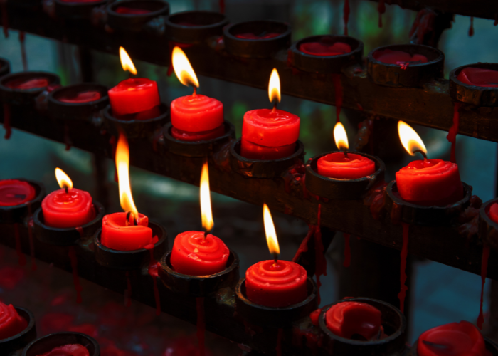 Red candles burning